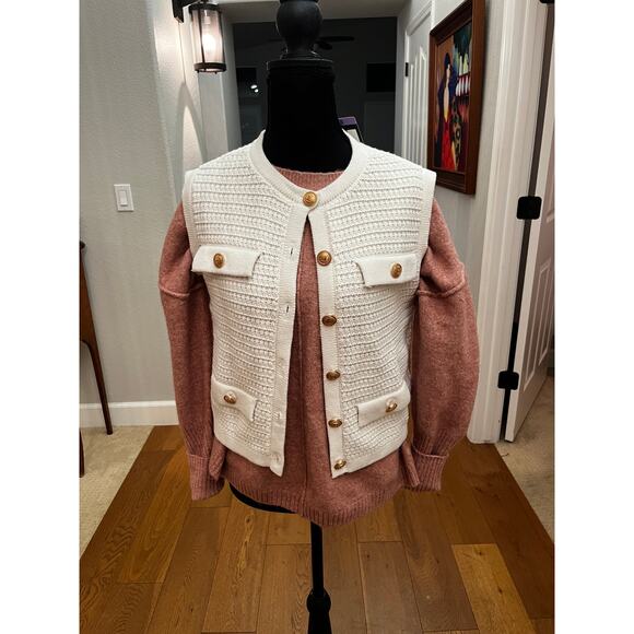 [BLANKNYC] Sleeveless Knit Vest Cardigan Color: Cream (Size S) - NWT - Picture 5 of 11